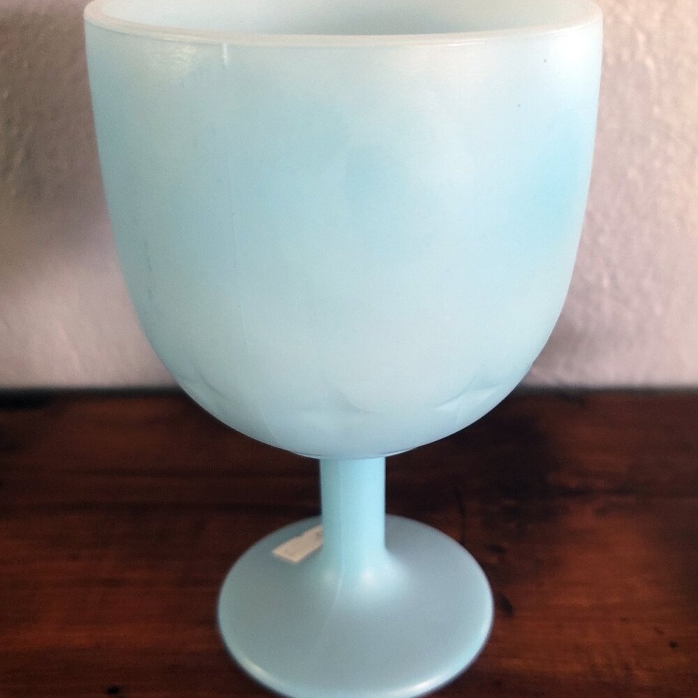 Light Blue Frosted Wine Goblet Glass Cup